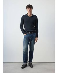 Mango - Cotton And Lyocell Blend Polo Shirt With Cable-Knit Texture - Lyst