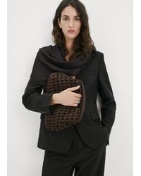 Mango - Natural Fibre Handbag Chocolate - Lyst