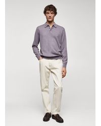Mango - Long-sleeved Cotton Jersey Polo Shirt - Lyst