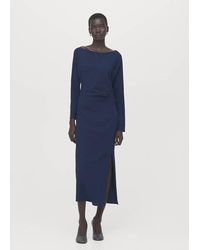 Mango - Boat-Neck Ruched Dress - Lyst