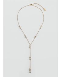 Mango - Pendant Necklace With Crystal Detail - Lyst