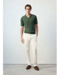 Mango - Ribbed Linen Lyocell Blend Polo - Lyst