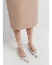 Mango - Leather Heeled Slingback Shoes With Buckles - Lyst
