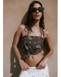 Mango - Paisley Print Cotton Scarf - Lyst