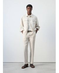 Mango - 100% Linen Striped Blazer - Lyst