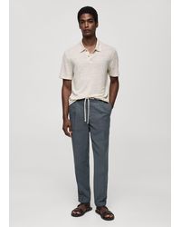 Mango - Slim Fit 100% Linen Polo Shirt - Lyst