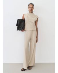 Mango - T-Shirt With Gathered Asymmetrical Neck - Lyst