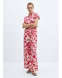 Mango - Floral Print Jumpsuit Coral - Lyst