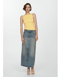 Mango - Knitted Top With Wide Straps Pastel - Lyst