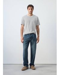Mango - Striped Slim-Fit Linen T-Shirt - Lyst