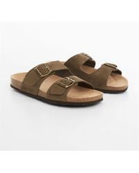 Mango - Split Leather Sandals With Buckle - Lyst