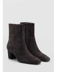 Mango - Suede Ankle Boots With Block Heel - Lyst