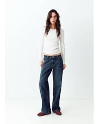 MANGO TEEN - Ribbed T-Shirt With Ruched Detail - Lyst