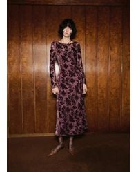 Mango - Floral Jacquard Dress With Bell Sleeves - Lyst
