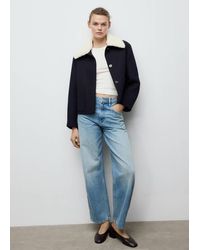 Mango - Wool-Blend Jacket With Shearling-Blend Collar - Lyst