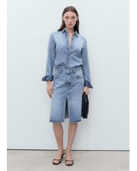 Mango - Jupe Midi Denim Bleu Moyen - Lyst