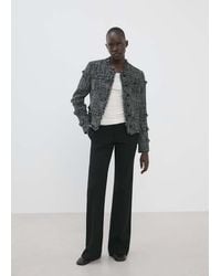 Mango - Tweed Jacket With Frayed Ends - Lyst