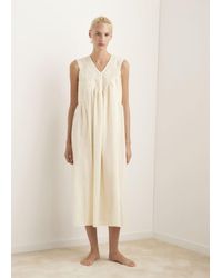 Mango - Camicia Da Notte Cotone Pizzo E Increspature Vaniglia - Lyst