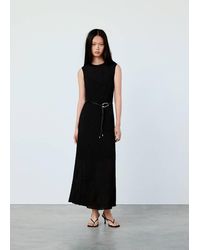 Mango - Ruched Dress With Belt - Lyst