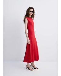 Mango - Perkins-Neck Knitted Dress - Lyst