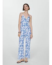 Mango - Floral Print Cotton Jumpsuit - Lyst