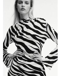 Mango - Zebra-Print Dress With Flared Sleeves - Lyst