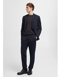 Mango - Slim-fit Cotton Suit Trousers Dark - Lyst