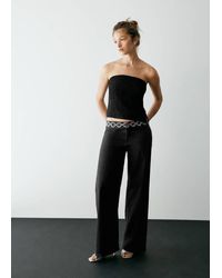 MANGO TEEN - Straight-Leg Jeans With Embroidered Waistline - Lyst