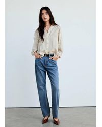 Mango - Striped Blouse With Frill Detail - Lyst