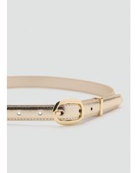Mango - Metallic Belt With Oval Buckle - Lyst
