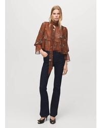 Mango - Floral-Print Blouse With Bow - Lyst