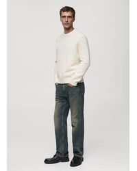 Mango - Faded Straight-Fit Cotton Jeans - Lyst