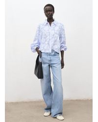 Mango - Striped Shirt With Embroidered Details - Lyst