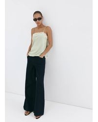 Mango - Lace Detail Satin Top - Lyst