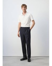 Mango - Slim Fit Cotton Lyocell Seersucker Trousers - Lyst