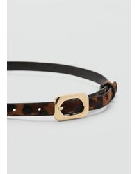 Mango - Leopard-Print Leather Belt - Lyst
