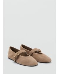 Mango - Suede Leather Ballet Flats - Lyst