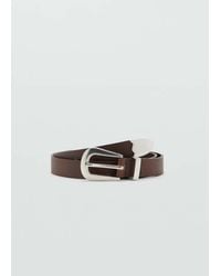 Mango - Leather Belt With Metal Detail - Lyst