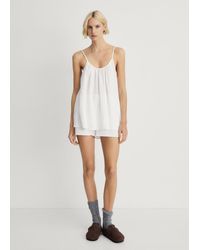 Mango - Plain Cotton Spaghetti-Strap Pyjama Top - Lyst