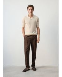 Mango - Ribbed Linen Lyocell Blend Polo - Lyst