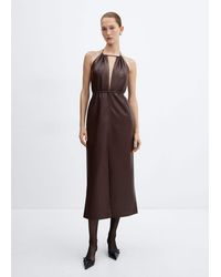 Mango - Leather-effect Halter Dress - Lyst