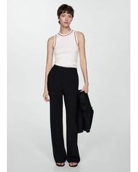 Mango - Knitted Top With Contrasting Trim - Lyst