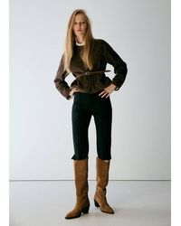 Mango - Suede Boot With Block Heel - Lyst