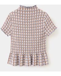 Mango - Fine Knit Checked Jumper - Lyst