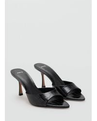 Mango - Croc-Effect Heeled Sandals - Lyst