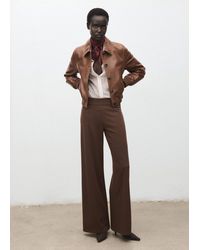 Mango - High-Waisted Wide-Leg Trousers With Belt Loops - Lyst