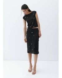 Mango - Short-Sleeve Sequin Top - Lyst
