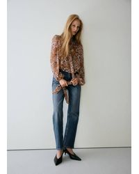 Mango - Floral-Print Blouse With Bow - Lyst