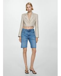 Mango - Straight-Fit Denim Bermuda Shorts - Lyst