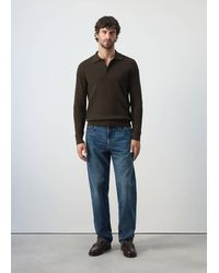 Mango - Pullover Polo Misto Cotone Maglia Fine Marrone - Lyst